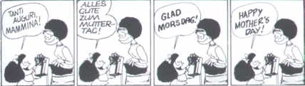 Mafalda: Dia das Mães em diversas línguas