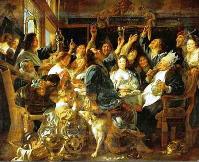 The banquet of the Bean King of artist Jacob Jordaens, 1593-1678